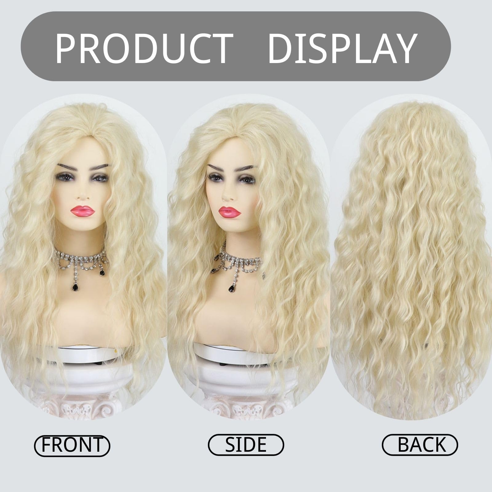 Light blonde heat resistant long curly wig Amazon.com : Siddiuop Long Blonde Curly Wigs for Women  main image 3