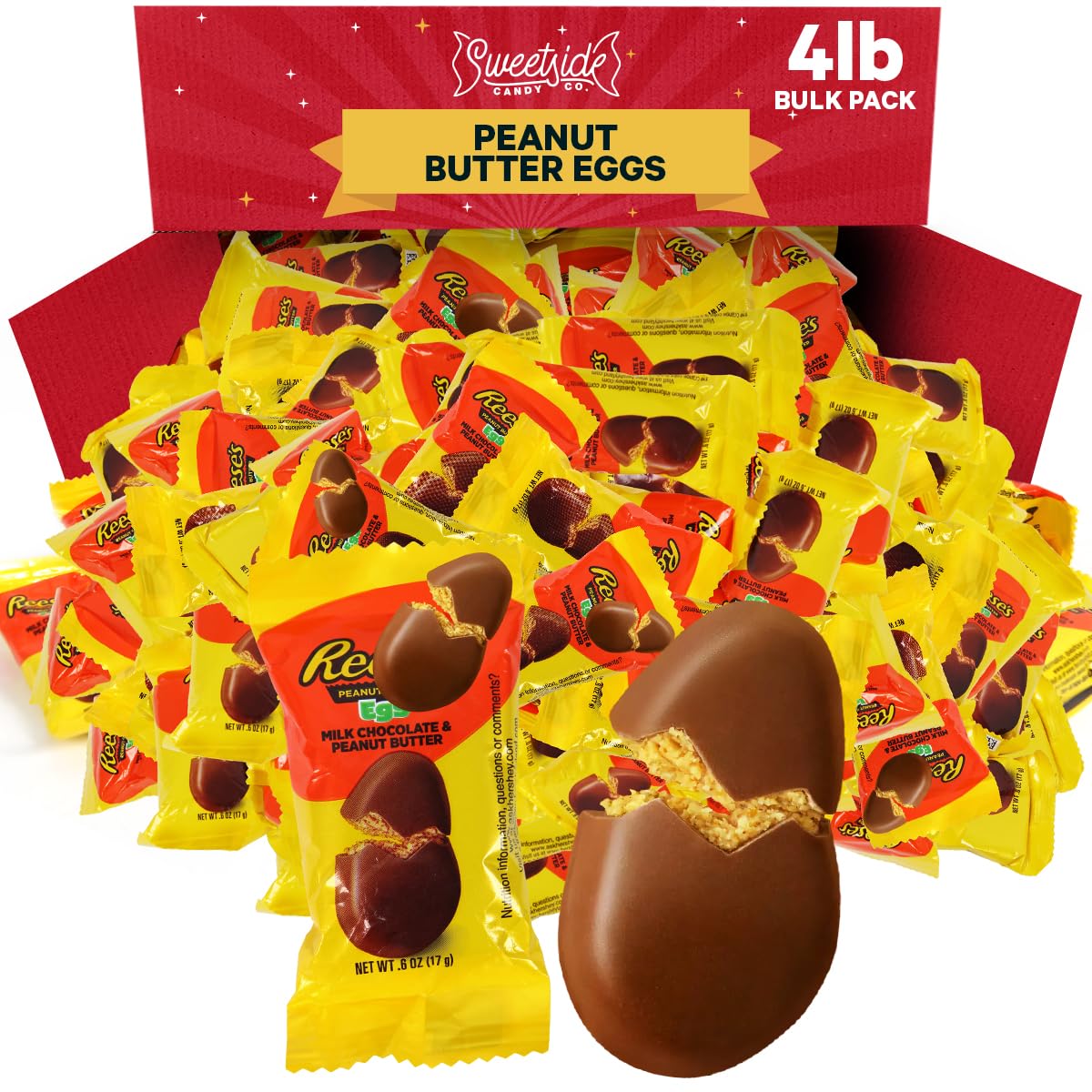 Easter Chocolate Eggs, 2LB Eggs Bulk Pack, Each Egg 0.60oz, Indulge in Delicious Easter Eggs, Peanut Butter Eggs Perfect for Every Sweet Tooth, Perfect Bite Every Time