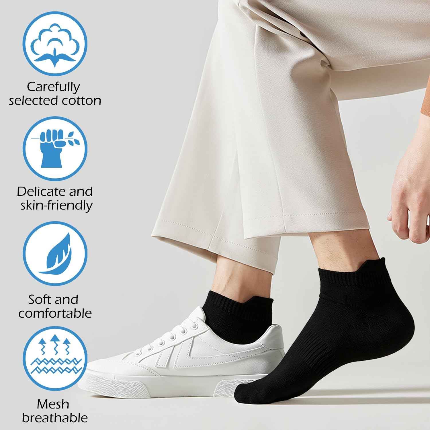 6 par męskich skarpet do sneakersów, krótkie, sportowe skarpety do biegania, oddychające półskarpety z siateczki, antybakteryjne skarpety na lato, skarpety do kostek, skarpety męskie
