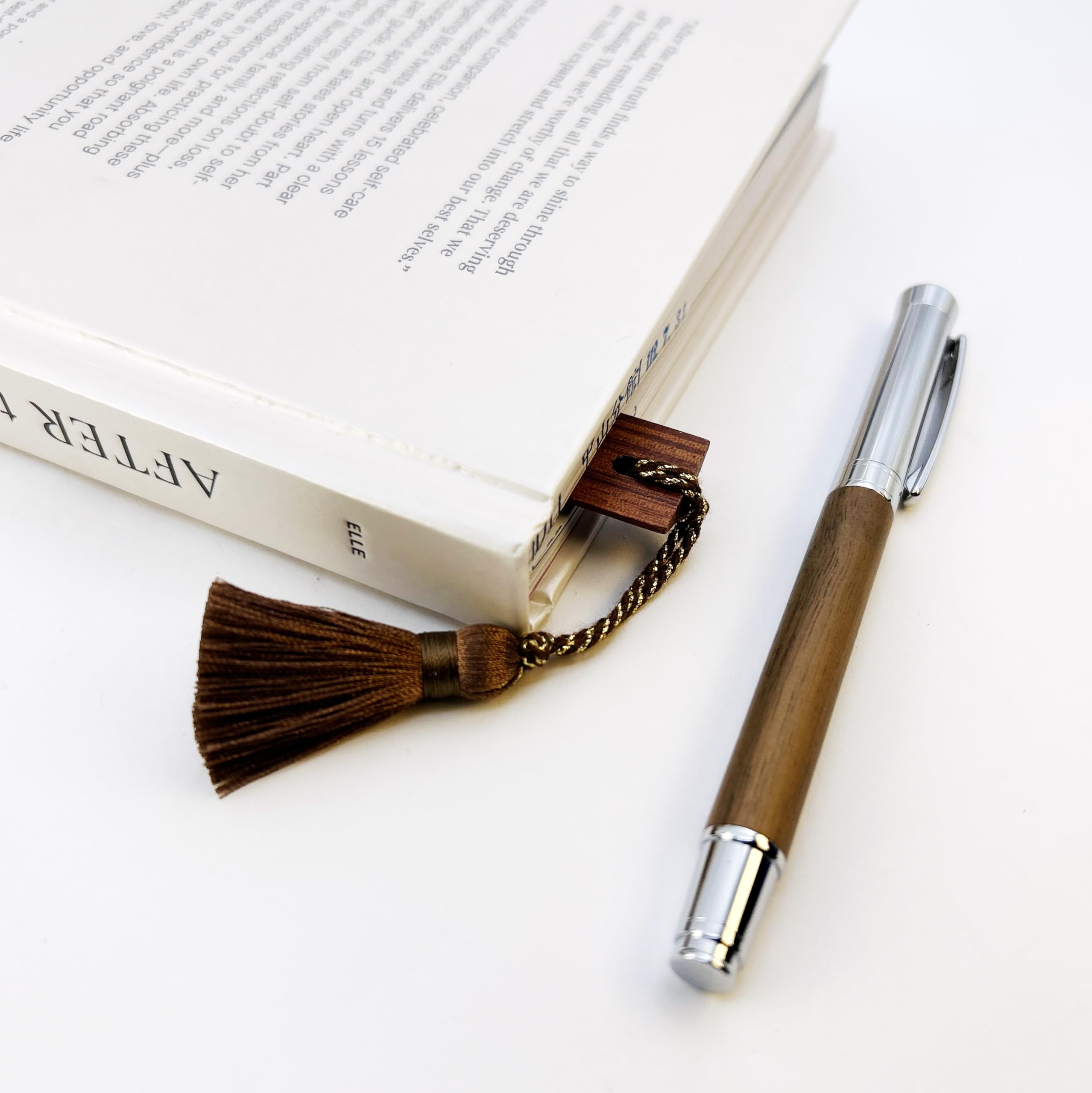LACHIEVA LUX Superbe stylo roller en noyer avec règle/marque-page, cadeau de luxe pour femme et homme