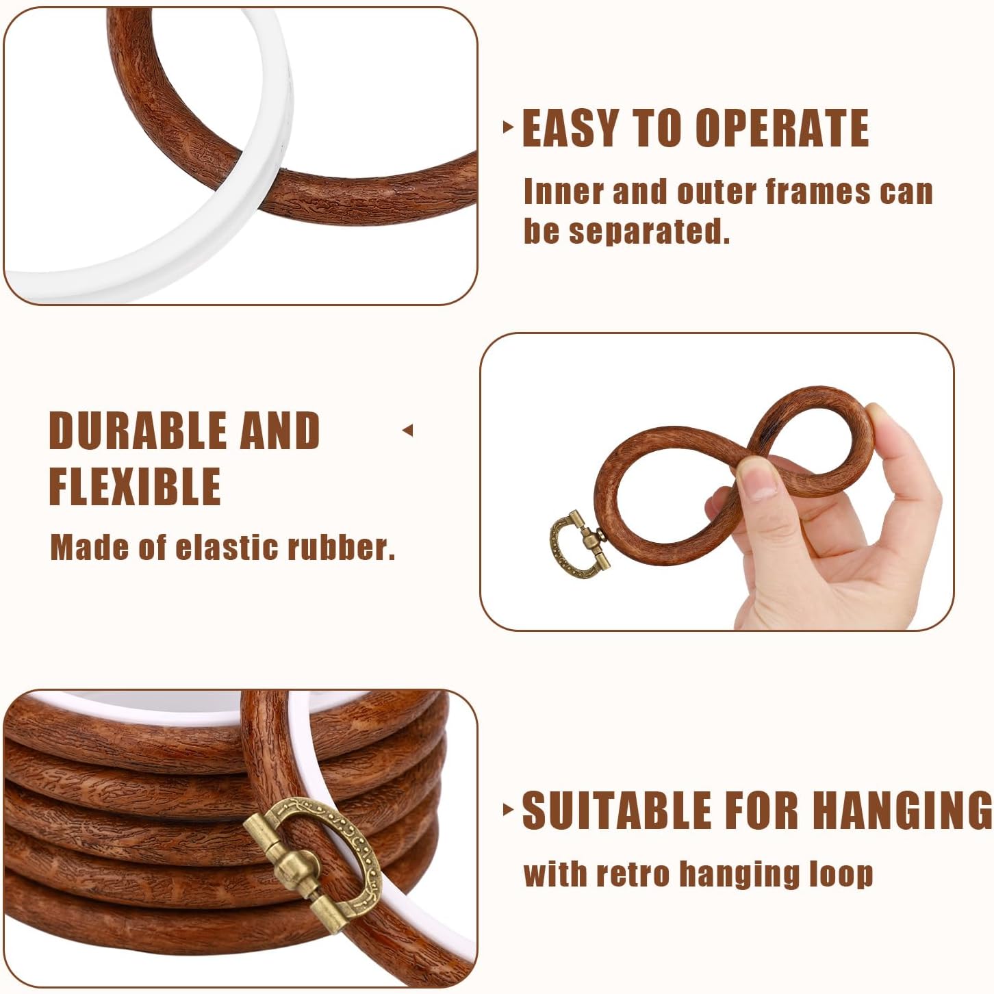 Fukaisu 5pcs Embroidery Hoops, 8cm/3in Durable Round Rubber Cross Stitch Hoop Frames Practical Embroidery Supplies for Sewing DIY Craft Hanging Ornaments