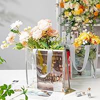 Vista 3 de Paterr 30 piezas de bolsa de mano transparente aprobada para estadio a granel 10 x 10 x 4 pulgadas, bolsas de regalo de plástico con asa para Blanco