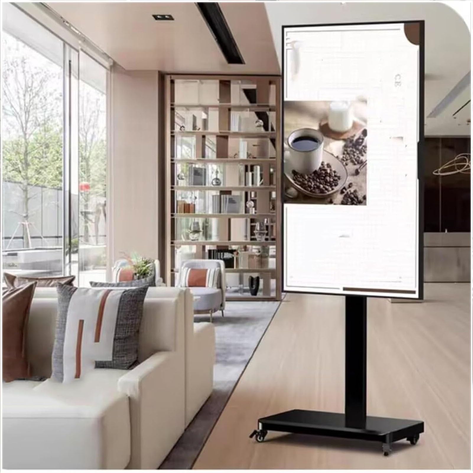 HPTHLY Mobile Tv Cart On Wheels - Portable Mobile Lcd Floor Tv Stand Holds, Tv Stand?On Wheels For 32-75 In Led Flat Screen, Up To 80Kg, Horizontal And Vertical Screen Fixed(32)