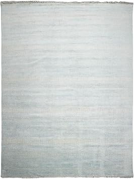 9x12 Hand Knotted Wool and Silk Modern & Contemporary Oriental Area Rug Ivory,Aqua Color