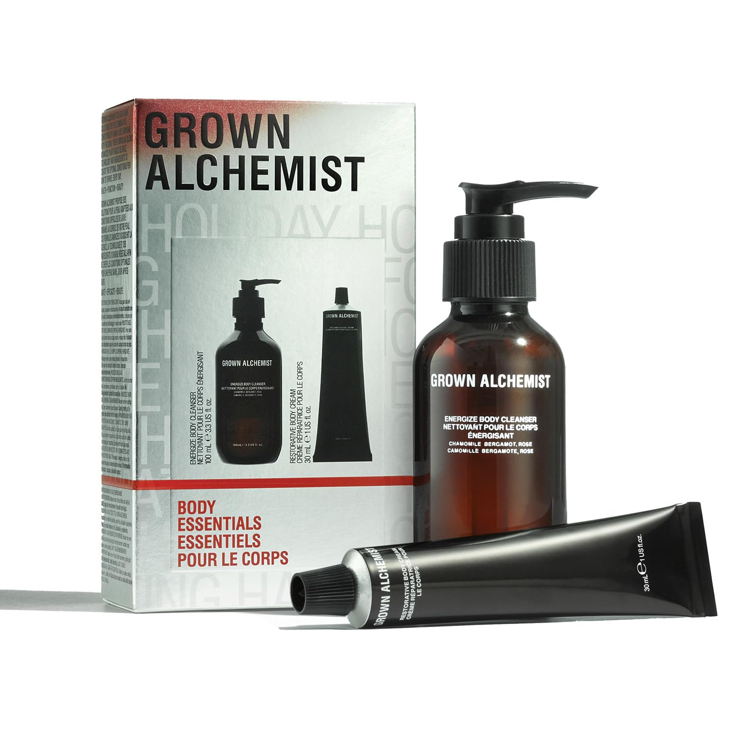 Grown Alchemist Body Esssentials, Limited Edition Gift & Value Pack: Energize Body Wash 100 mL & Restorative Body Cream 30 mL