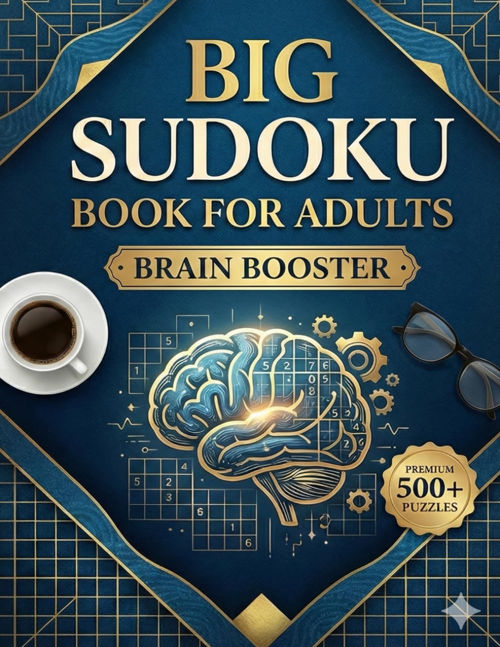 Big Sudoku Book for Adults Brain Booster: A Huge Collection of 500 Easy to Hard Logic Puzzles with Solutions - Relaxing Mind Games for Seniors to Stay Sharp and Improve Memory