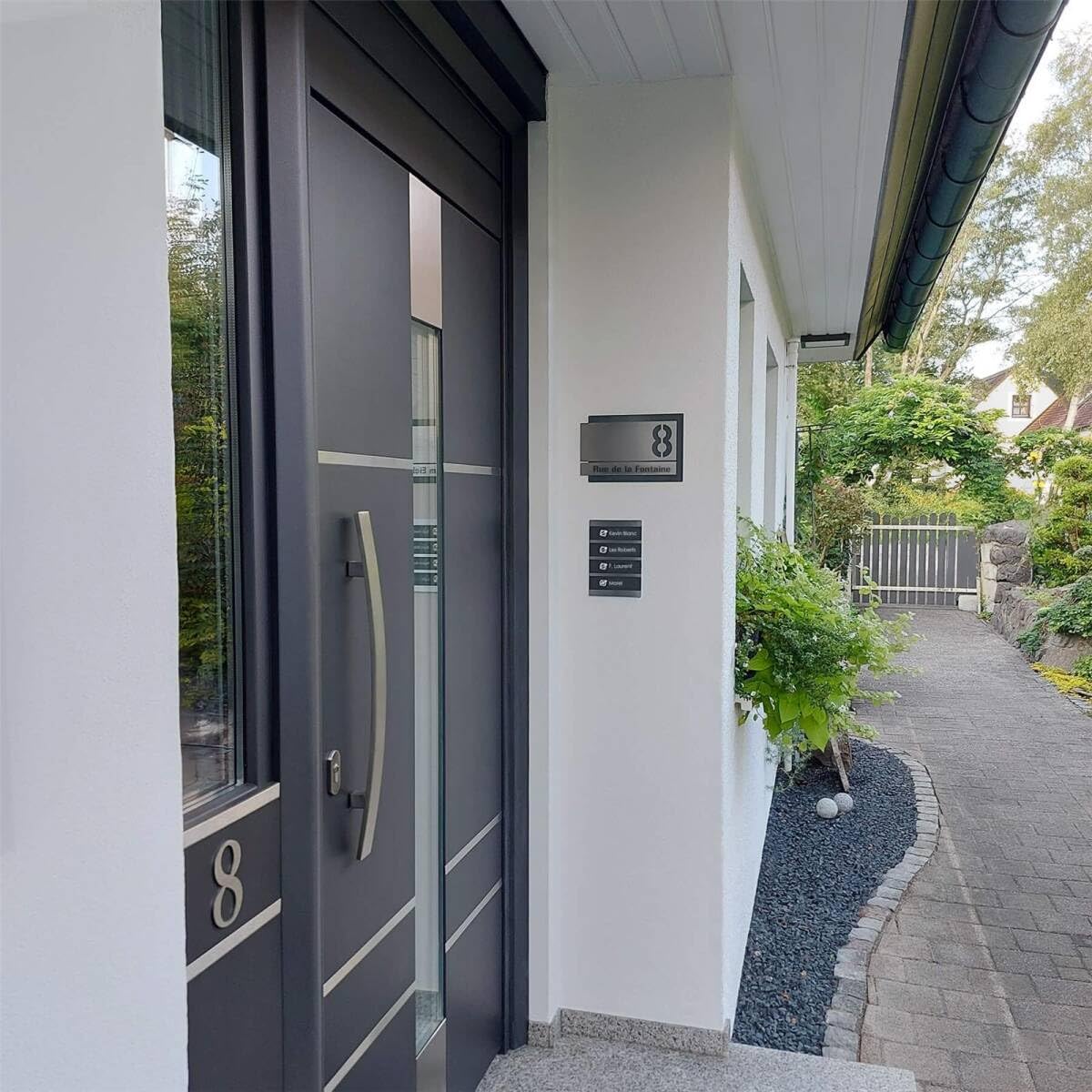 Metzler® numéro de maison en acier inoxydable avec effet 3D et gravure laser résistante gris anthracite RAL 7016 – robustesse extérieure facile à entretenir – personnalisation adresse