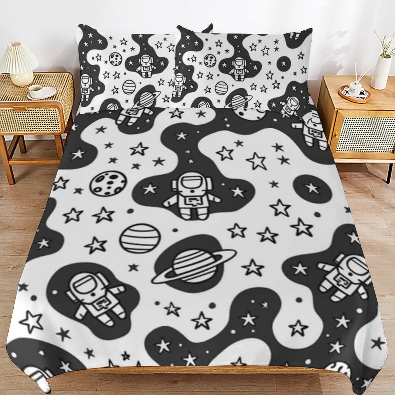 Parure de lit housse de couette astronaute galaxie pour chambre ado