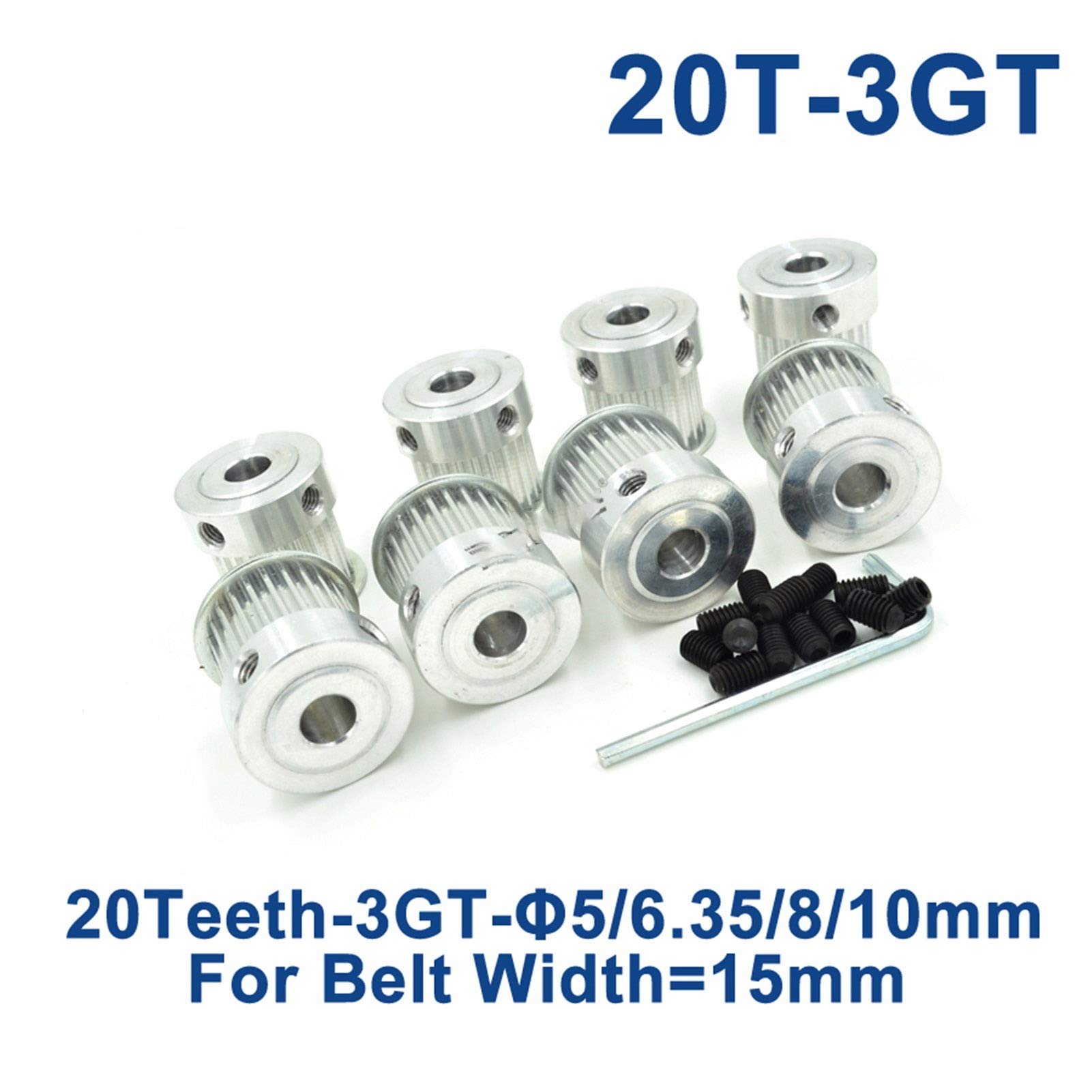 Polea de distribución, engranajes, Engranaje síncrono 3MGT 3GT de 20 dientes, diámetro interior 5/6,35/8/10 mm, ancho 15, correa GT3, tamaño preciso(10mm)