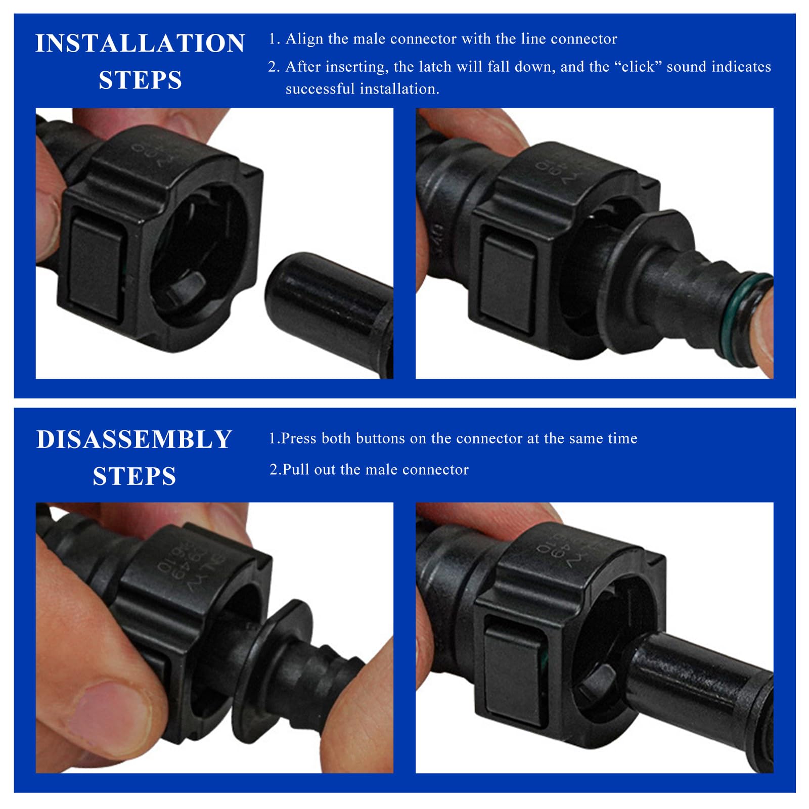 2 conectores rápidos de línea de combustible, kit de reparación de accesorios de liberación rápida de nailon recto de 9,49 mm, SAE 3/8 a 5/16 ID de nailon, conector de bomba de aceite para la