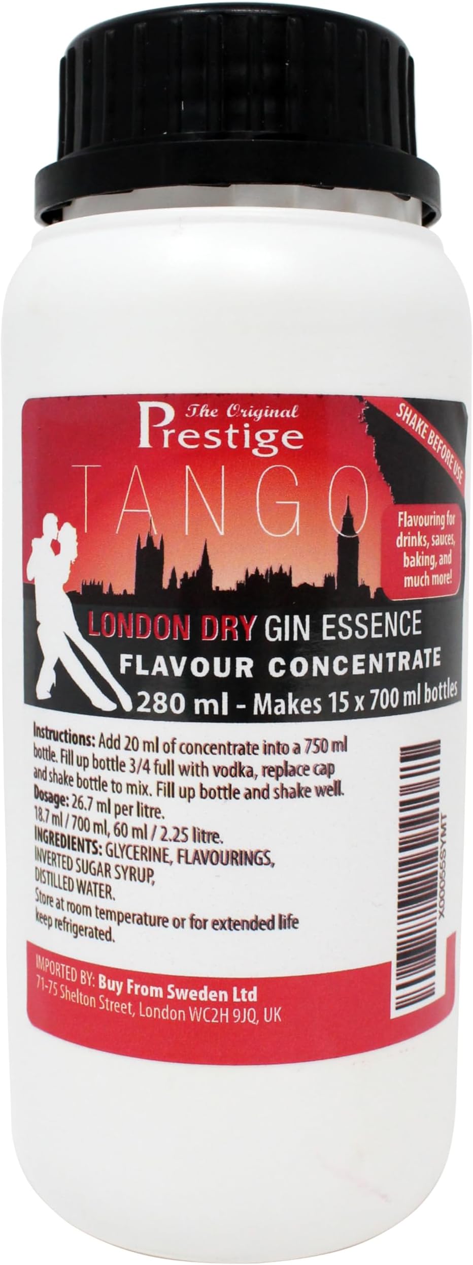 The Original Prestige - Tango Flavouring Essence Concentrate 280 ml – Add 20 ml into 750 ml – For Drinks and Beverages Mixers, HomeBrewing and More