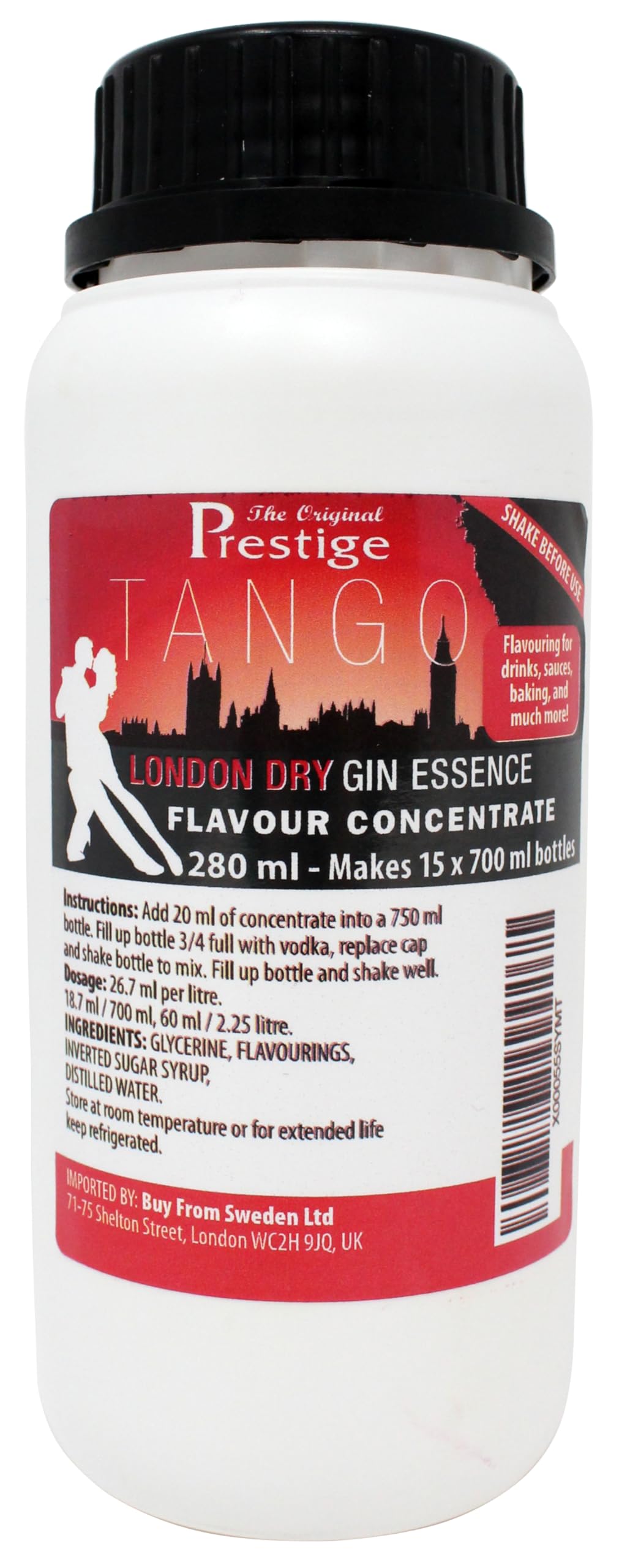 The Original Prestige - Tango Flavouring Essence Concentrate 280 ml – Add 20 ml into 750 ml – For Drinks and Beverages Mixers, HomeBrewing and More