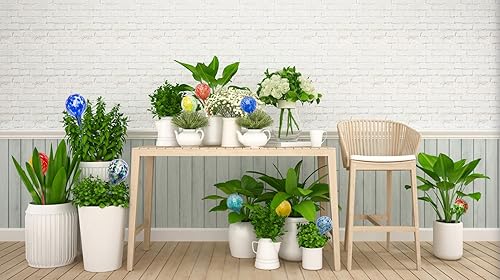 Miniatura 6 de Lexi Home Aqua Globes para plantas de interior y exterior, macetas de riego automático, regadera de vidrio soplado a mano, paquete de 2, color azul