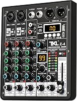 TKLBLS Z4 4-Channel DJ Audio Mixer with Bluetooth 5.0, 99 DSP Effects, 48V Phantom Power & USB for Live Streaming & Recording
