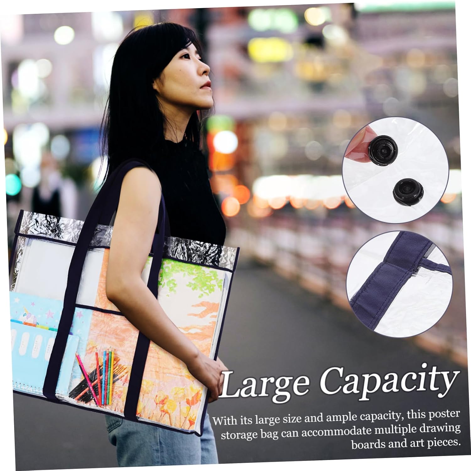 Art Portfolio Bag with Handle Poster Storage Organizer for Artwork Non-woven Lightweight and Spacious for to Classes Outdoor Painting