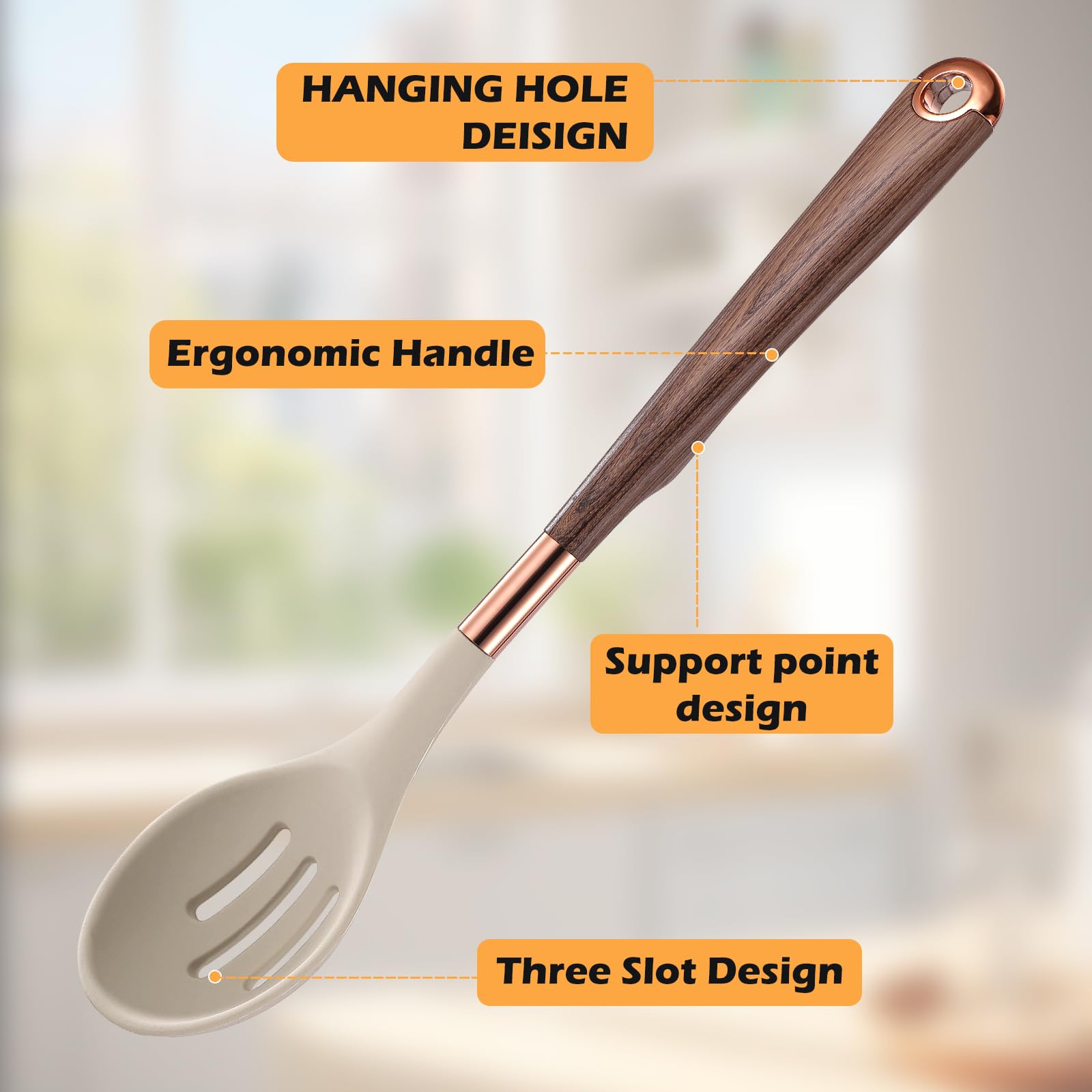 MANJIA Cucharas de cocina de silicona sólidas y ranuradas, antiadherentes, resistentes al calor, juego de cucharas de cocina de silicona resistentes para mezclar, servir, revolver, freír, untar 2