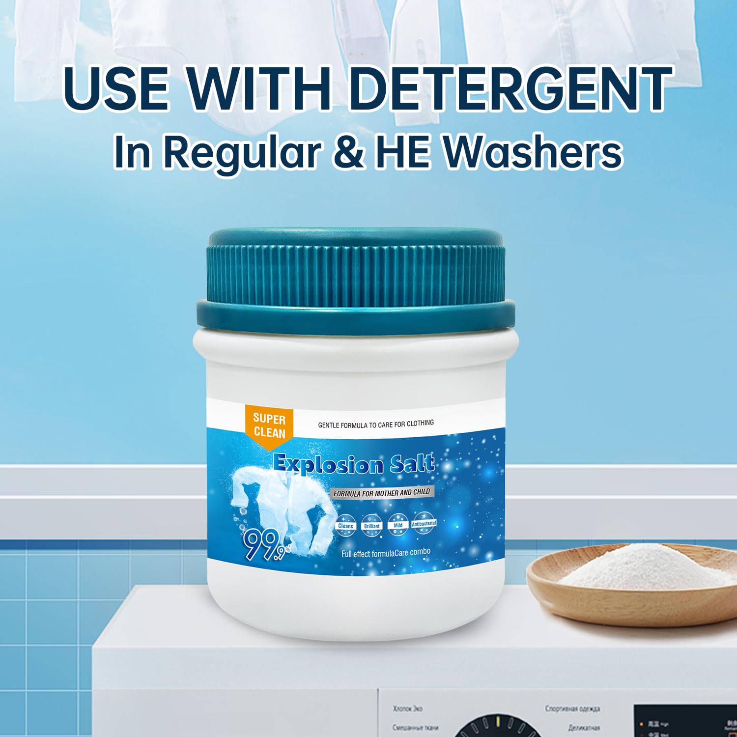 Explosion Salt Nettoyant Super Clean pour Vêtements, Détachant et Raviveur de Blanc, 500g