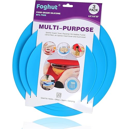 Multi-use Microwave Mat, 3 Pack Trivets, Hot Pad, Pot Holders, Place Mat, Utensils Rest, Silicone Cover Pad for Kitchen Counter (Non-Slip, Heat Resistant, Dishwasher Safe)