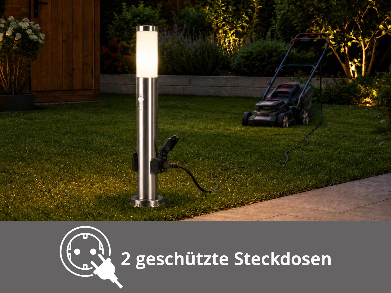 meineWunschleuchte Außen Wegeleuchte 60cm, E27, Außenbeleuchtung