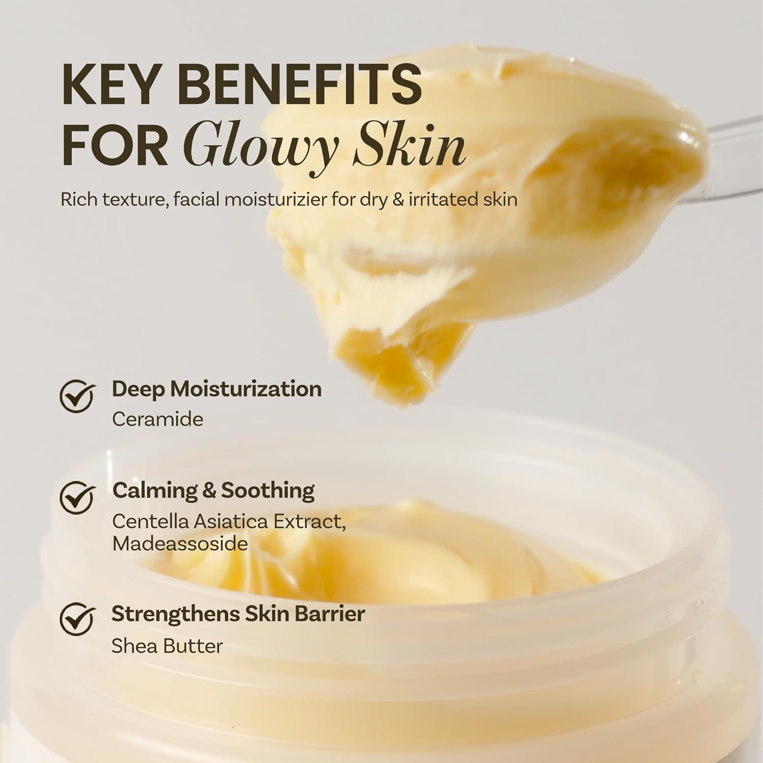 ONGREDIENTS Deep Calming Cream | Daily Face Moisturizer for Dry, Sensitive Skin | Centella Asiatica, Ceramide, Soothing, Skin Barrier, Hydrating | Fragrance-Free, Korean Skincare 1.69 fl Oz - Image 4