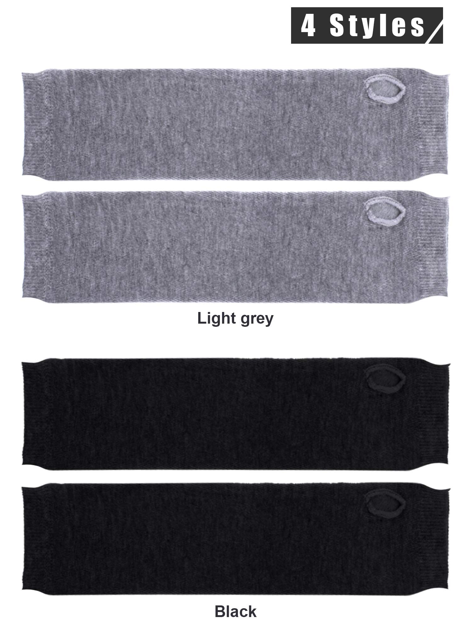 Bememo 4 Pairs Arm Warmer Fingerless Gloves for Women Long Arm Sleeves Knitted Elbow Length Gloves Gothic Thumb Hole Mittens