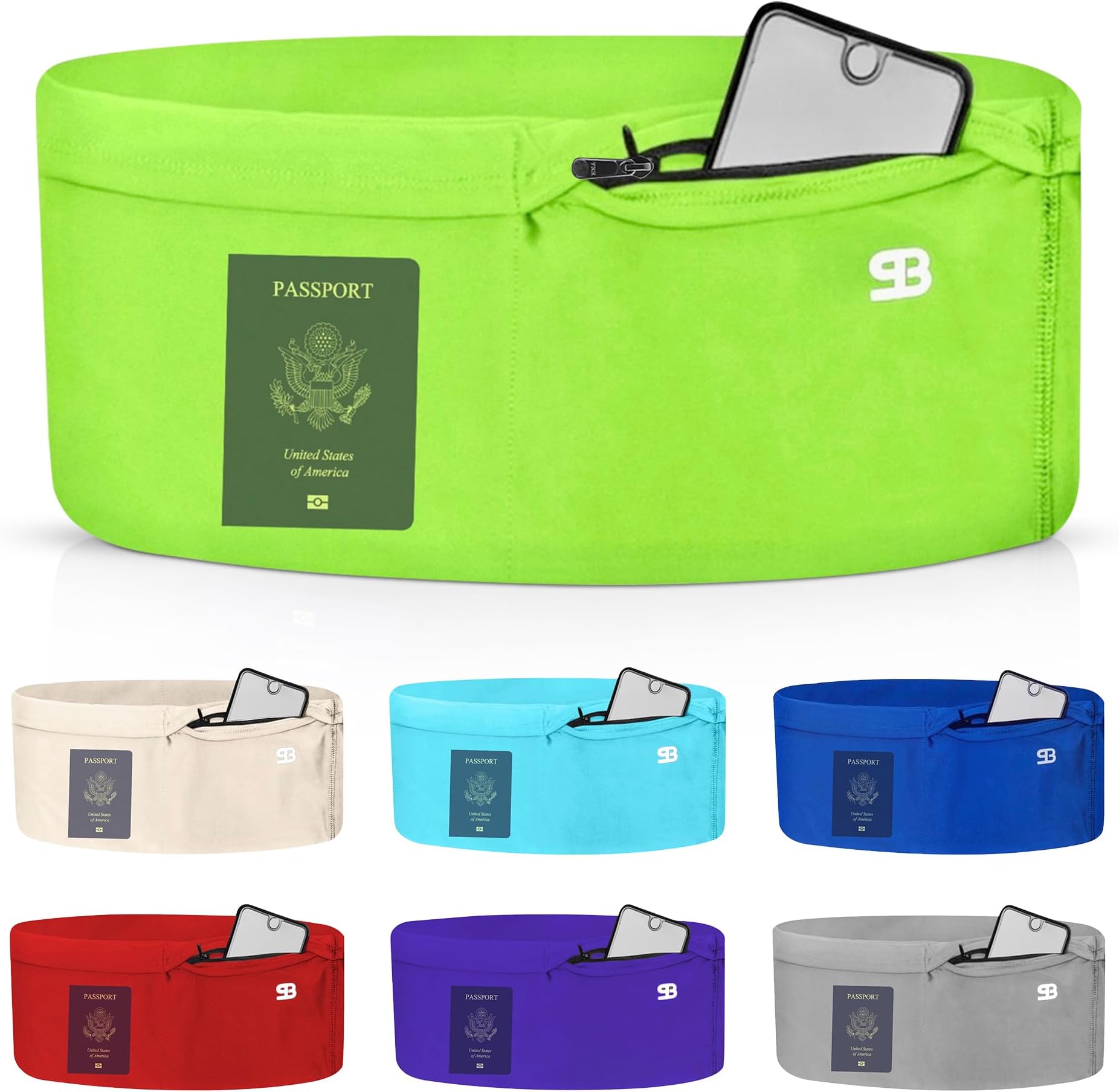 Running Belt for Women & Men – No-Bounce Fanny Pack with 4 Secure Pockets & Zipper for Phone, Money & Essentials – Flip Belt Style Design for Running, Travel & Everyday Use