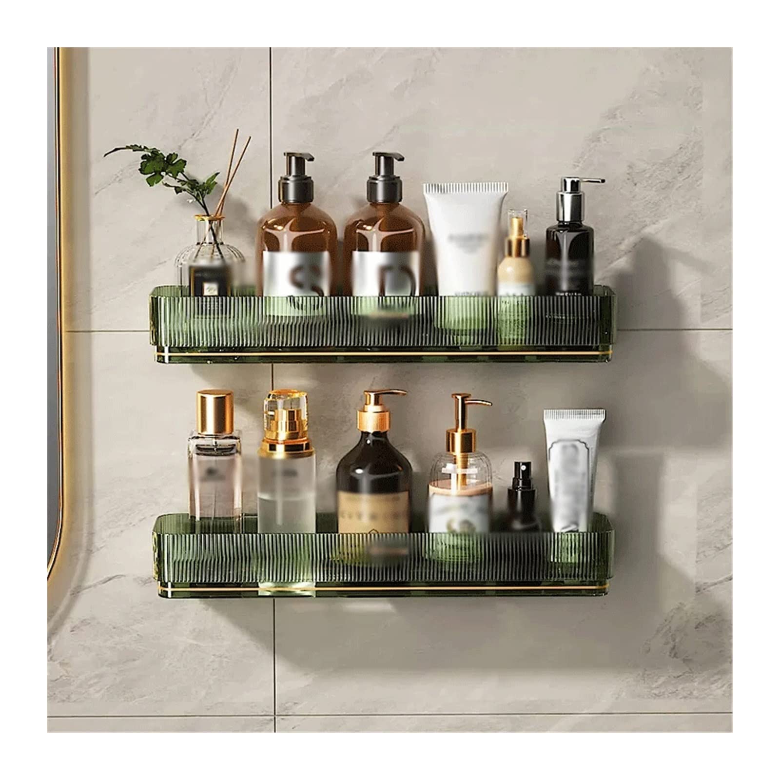 Shower Storage Rack 2 Plastic Shelves Simple Toiletries Storage Shelves Single Layer Wall Mounted Transparent Plastic Storage Shelves
