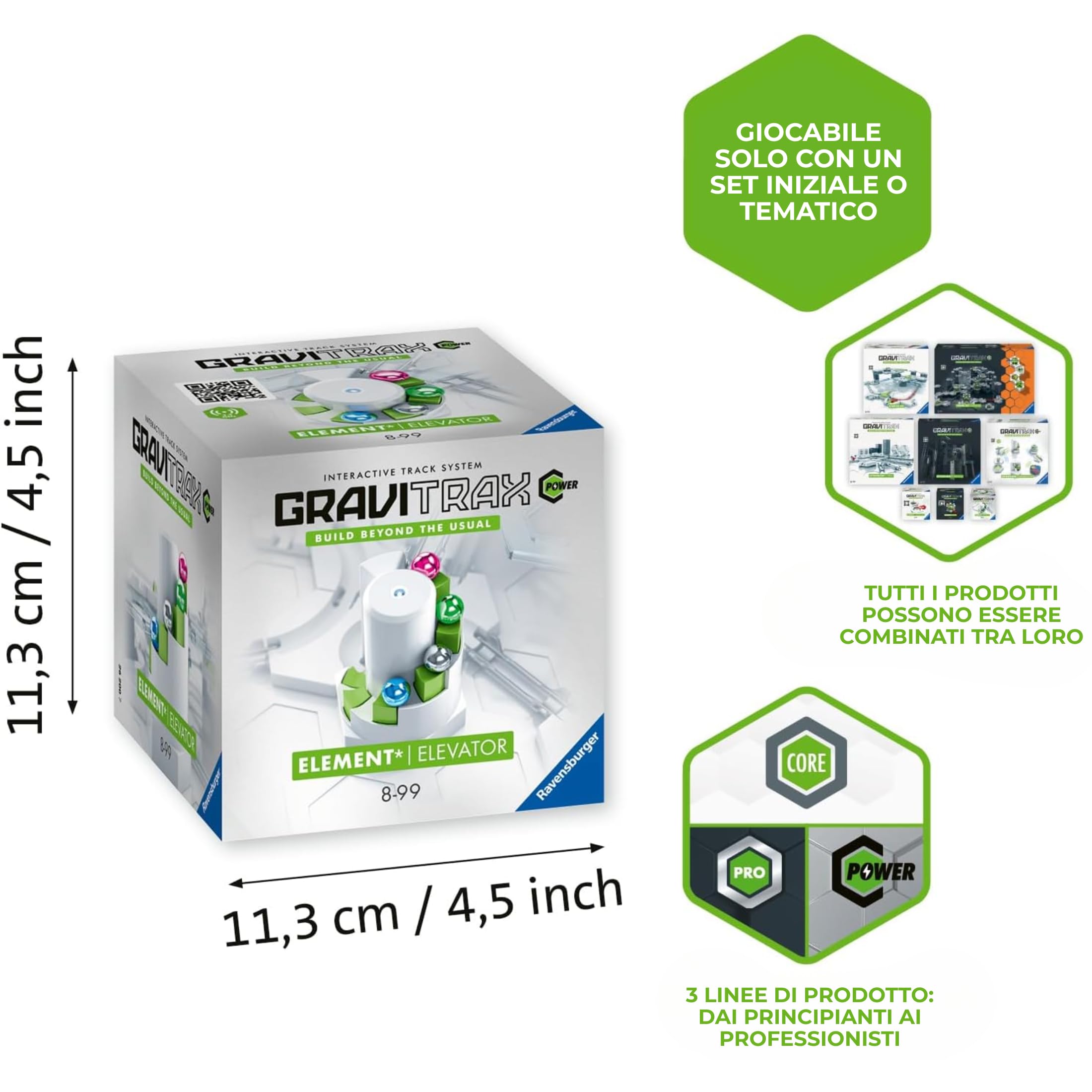 Ravensburger - GraviTrax Power Element Elevator: Trasporta 6 biglie automaticamente, Accessorio pista biglie, Gioco STEM 8+ anni e adulti, Non giocabile da solo, Compatibile con tutti i GraviTrax