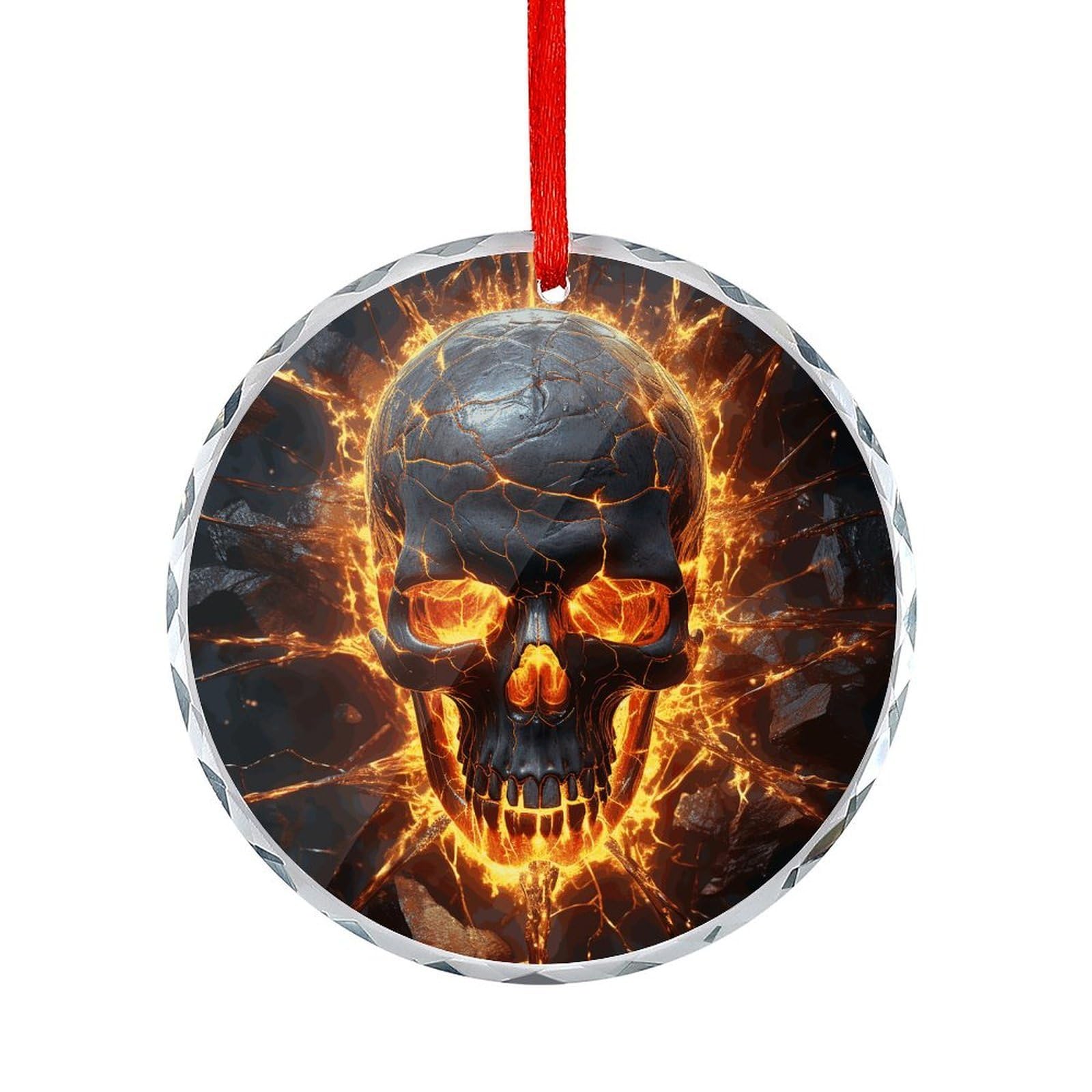 Btcowzrv Style Shattering Of Skull Round Ornament Hanging Pendant Decor