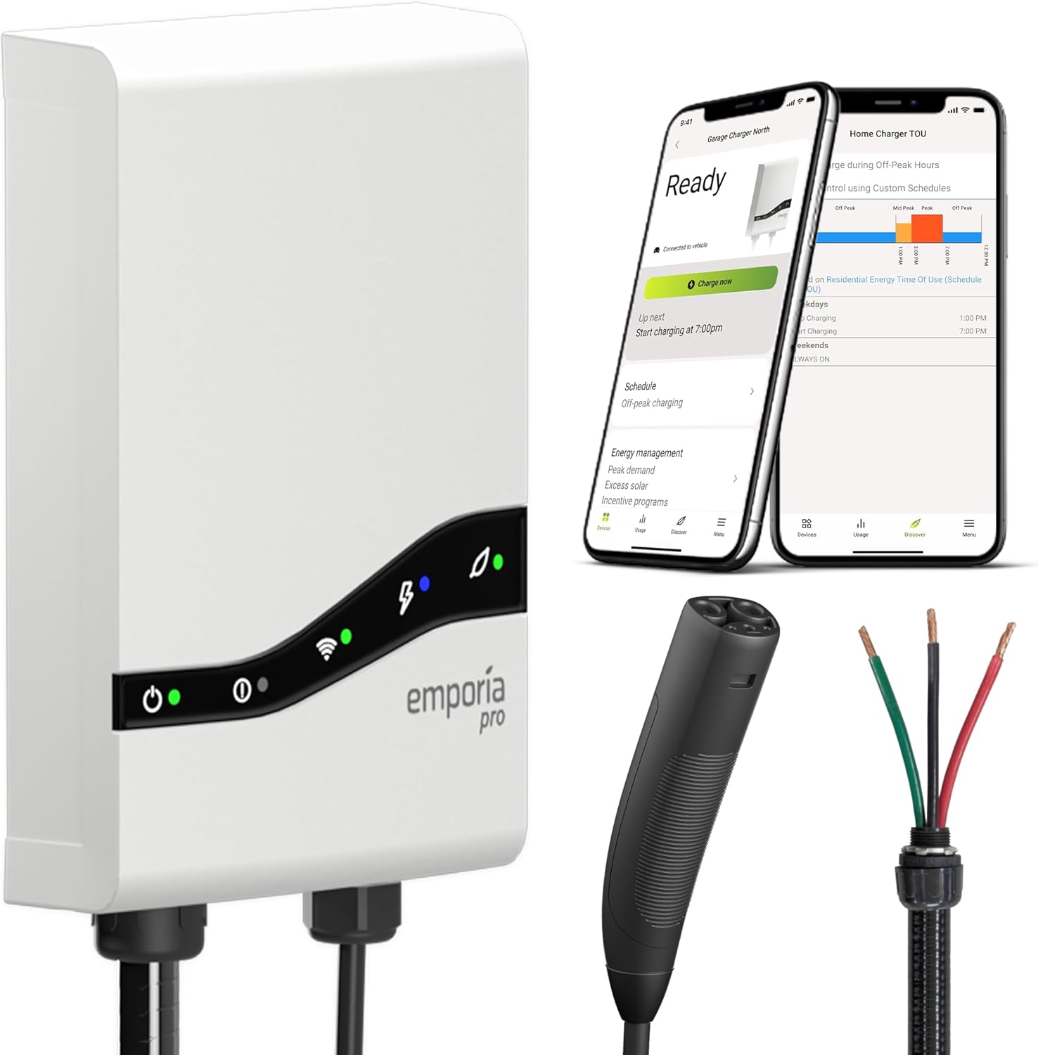 EMPORIA Pro Level 2 EV Charger with PowerSmart, Compatible with Tesla/NACS Vehicles - 48 amp Fast EV Charger for Home - 240v Electric Vehicle Charging Station - 25' Charging Cable