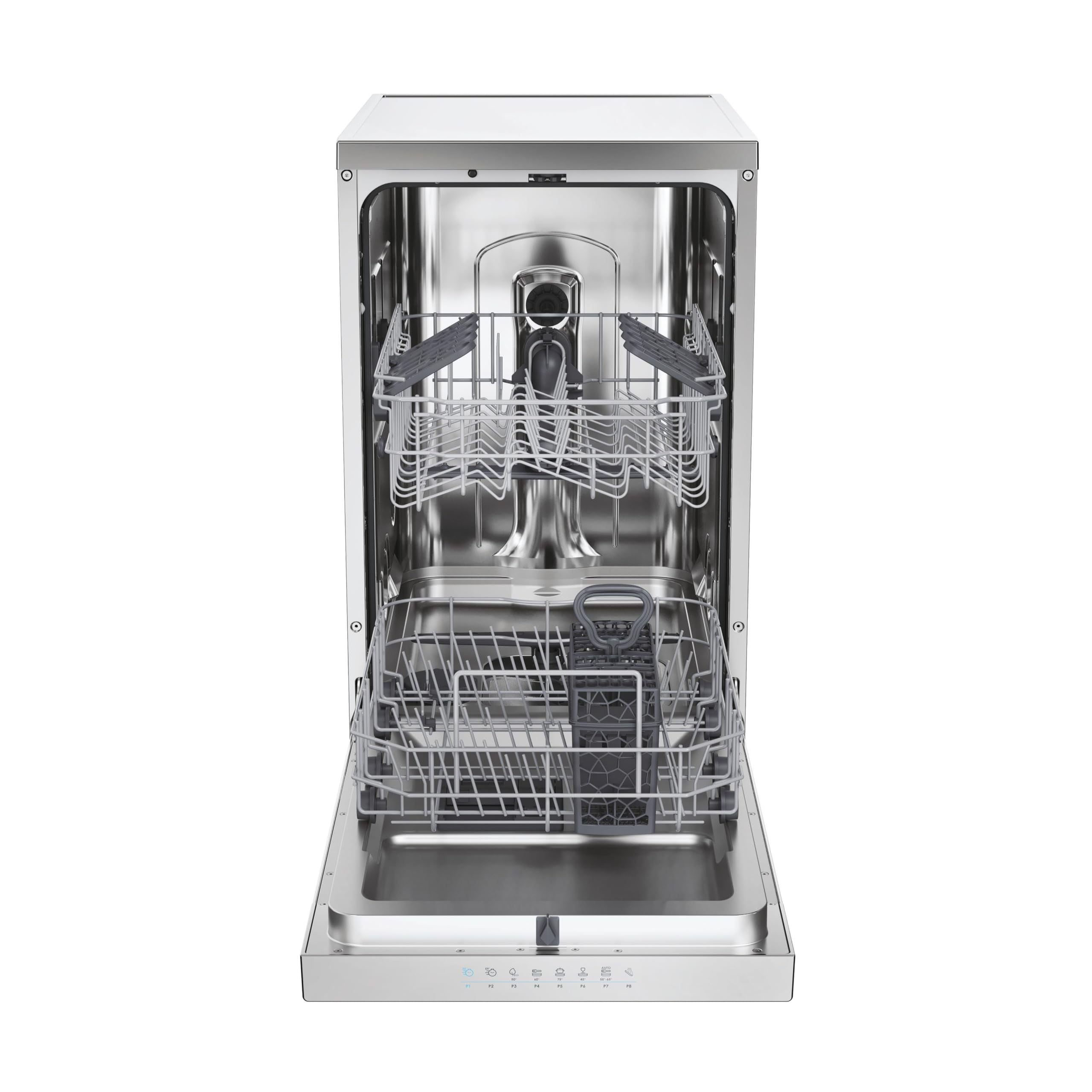 Candy Rapidò CF0C7SB0FX Lavastoviglie 45 CM, 10 Servizi, Digitale, Wi-Fi, 8 Programmi, Tecnologia Antibatteri, 47DB, Indicatore Sale e Lucidante, Cesto Superiore Regolabile, Casa Differita, Inox