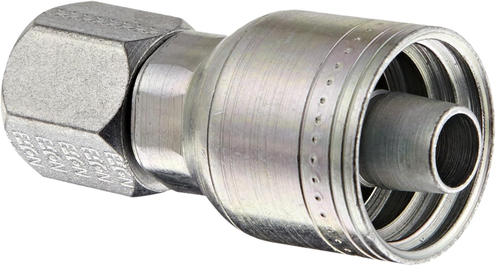 Aeroquip 1AA8FJ8 Carbon Steel Global TTC (Thru the Cover) Crimp Hose Fitting Female JIC Swivel, Straight, 1/2" Hose ID, 3/4" - 16 Thread