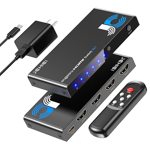Conmutador HDMI 3 en 1 salida, divisor 4K60Hz, conmutador HDMI 2.0 con conmutación automática y control remoto, HDCP 2.2HDR3D, funciona con