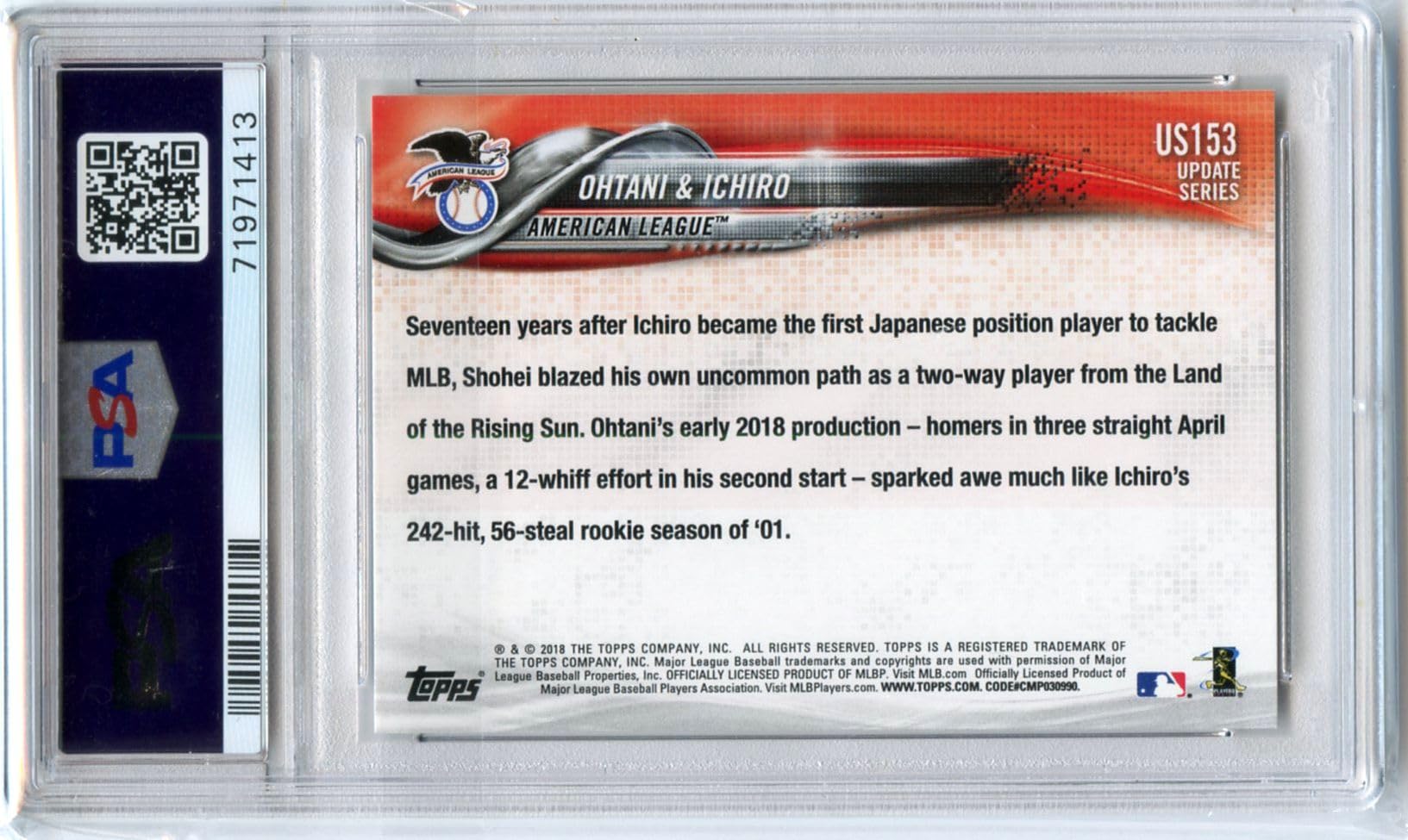 Amazon | ［PSA鑑定カード］ PSA10 GEM MINT 大谷翔平 イチロー 2018 