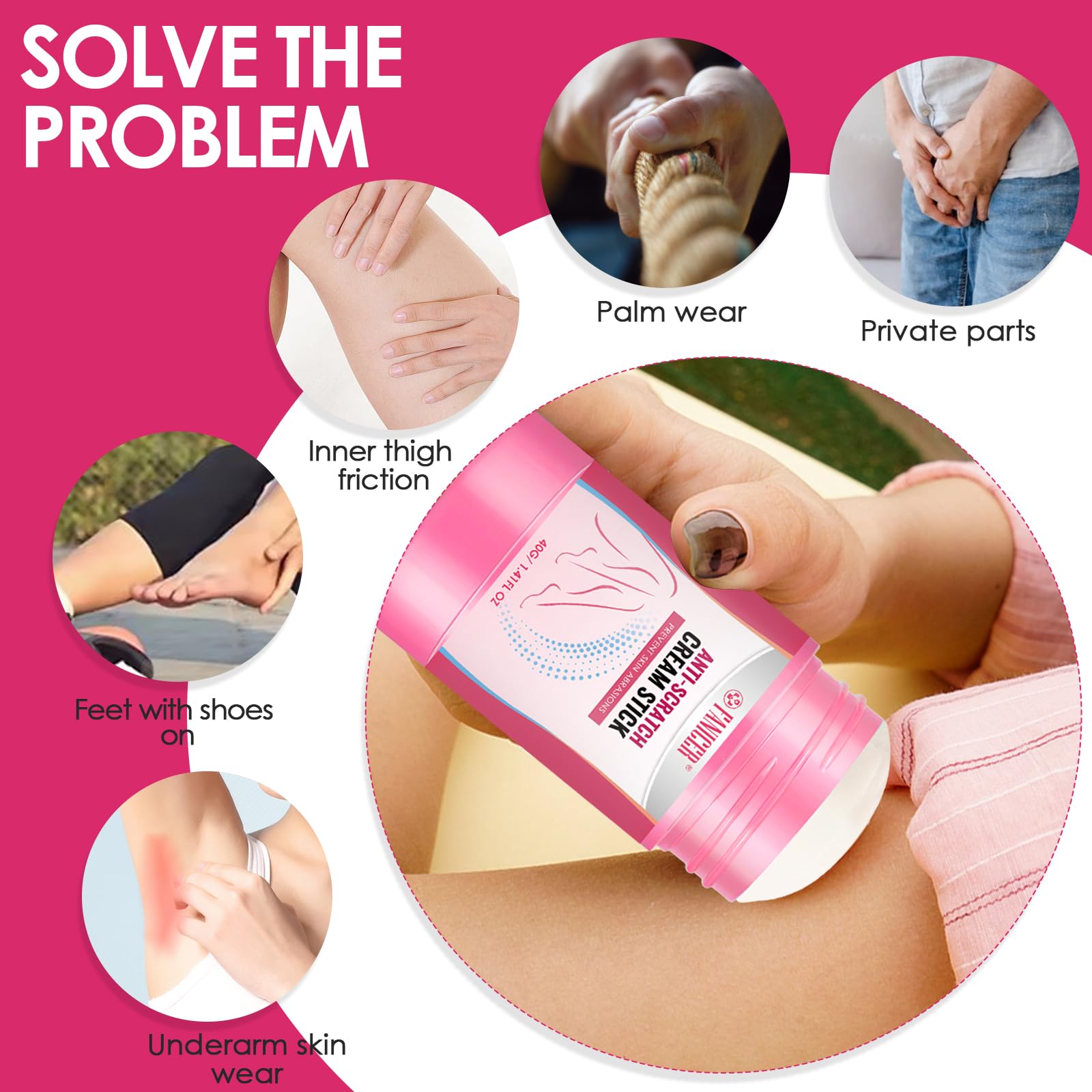 50g Bálsamo Antirozaduras, Bálsamo Antirozaduras en Barra, Previene Eficazmente Rozaduras y Ampollas, Calmar Todo el día, para Muslos, Hombros y Pies, Duradera y eficaz