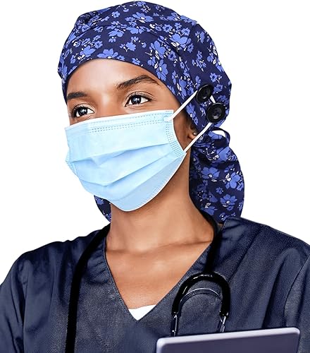 Miniatura 8 de Gorro de trabajo forrado de satén con botón para mujeres de cabello largo