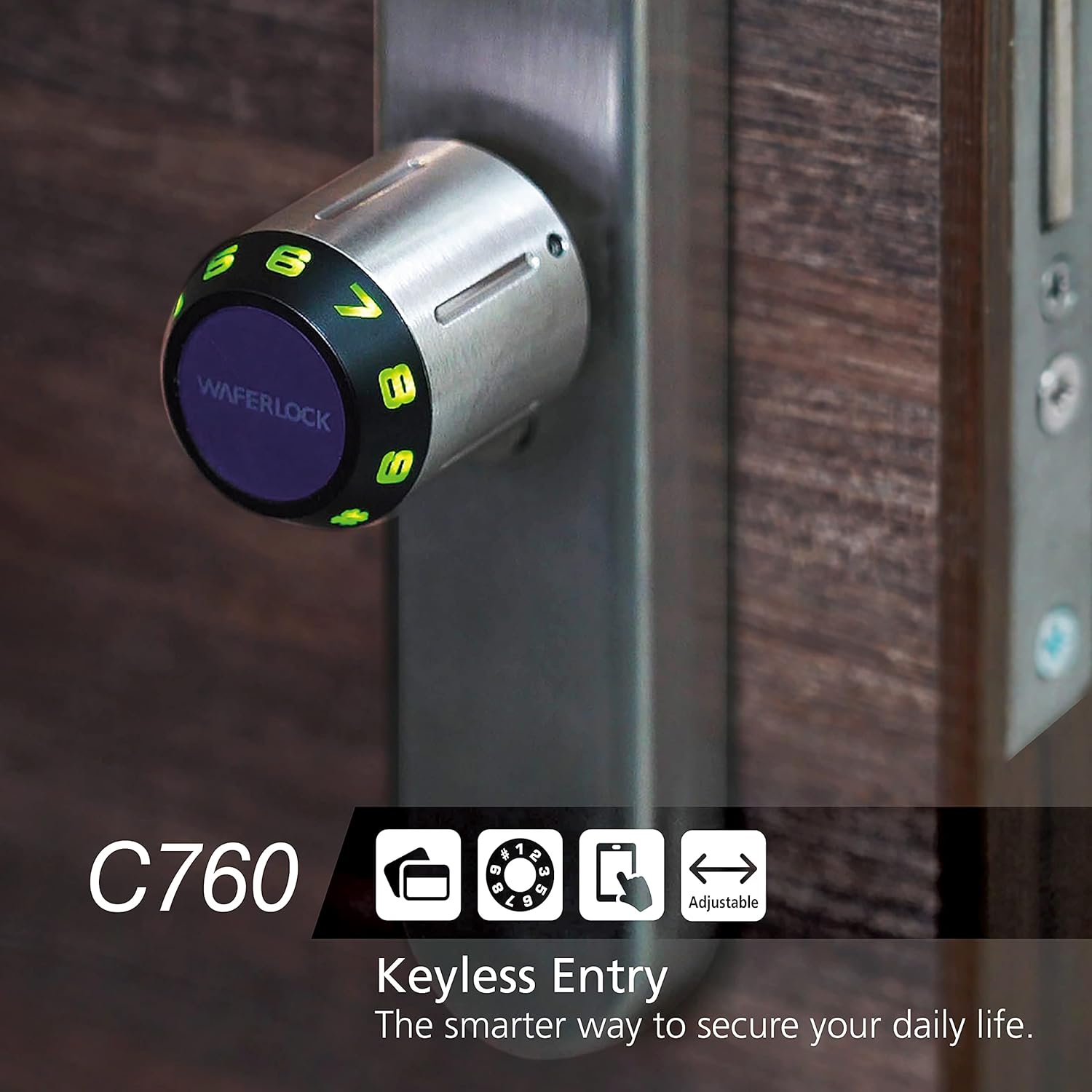 WAFERLOCK C760 Smart Lock  European Cylinder with App, Bluetooth, RFID and PIN | IP68, Fire and Drill Resistant | EN15684 Certified | 35/3550 mm (7085 mm) | Nickel