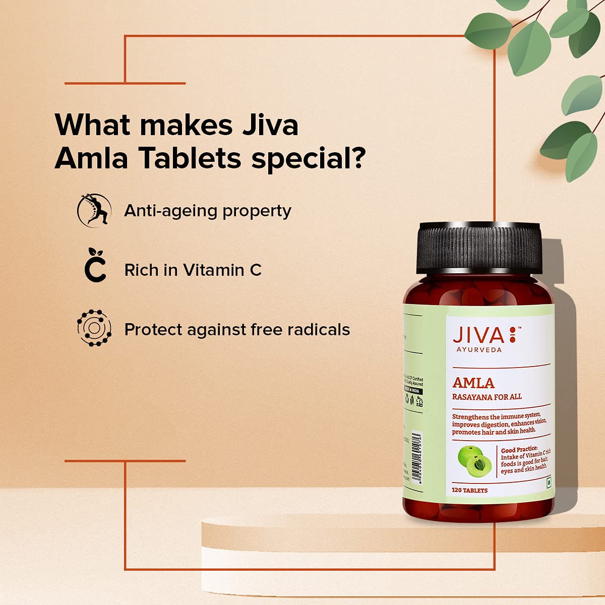 Jiva Amla Tablets 500mg 120 Tablets+Free 60 Triphala Tablets | 100% Ayurvedic Tablets, Rich In Vitamin C | Boosts Immunity & Improves Digestion | Improves Eyesight & Skin Health (Pack Of 4+1) - Image 6 thumbnail