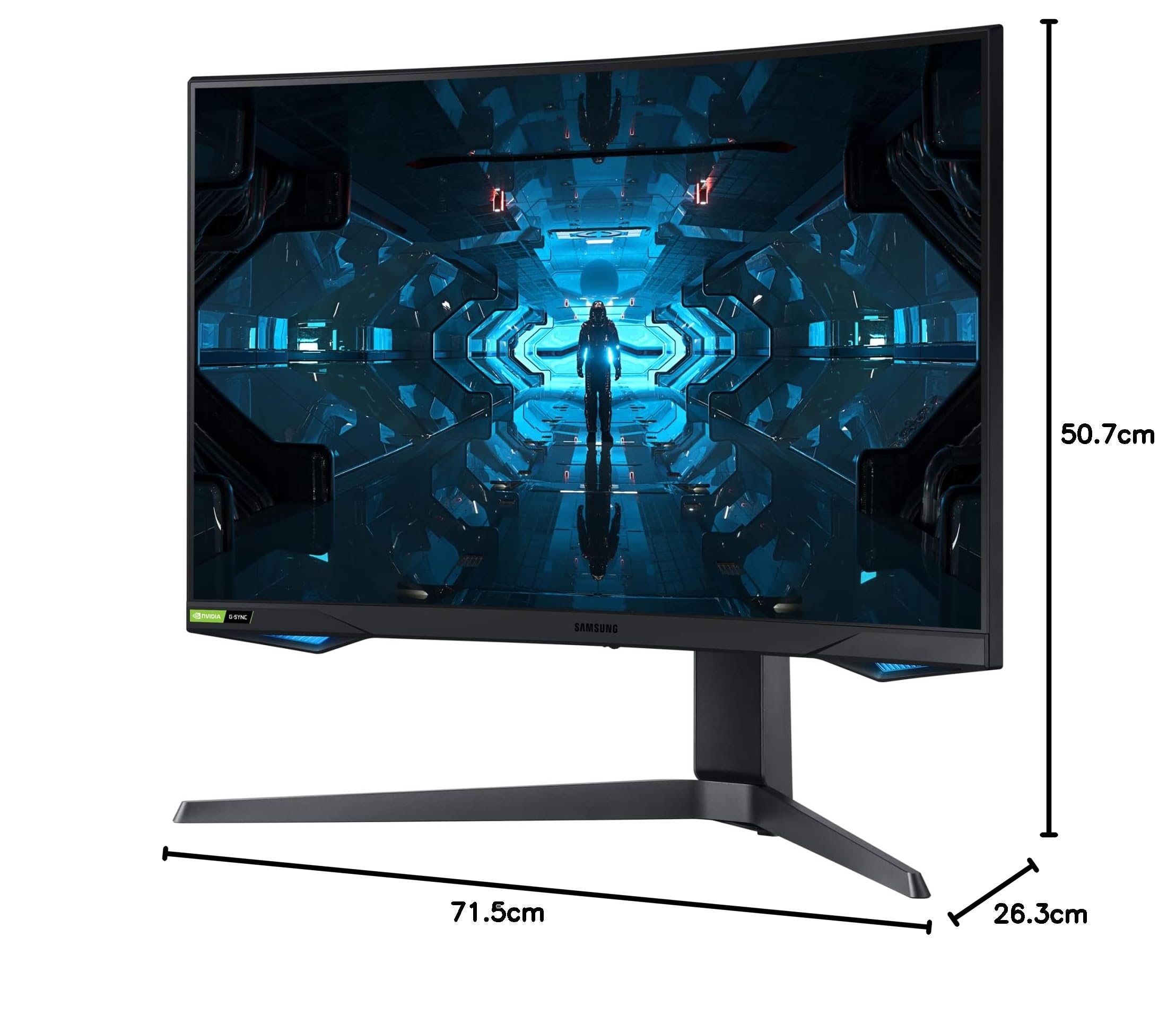 Samsung Schermo PC Odyssey G73T 27'' 240Hz, 1ms , lastra VA, risoluzione WQHD 2560x1440, 2500:1, curvo 1000R, 350 cd/m², FreeSyncPremium Pro, GSYNC compatibile con supporto regolabile, USB,