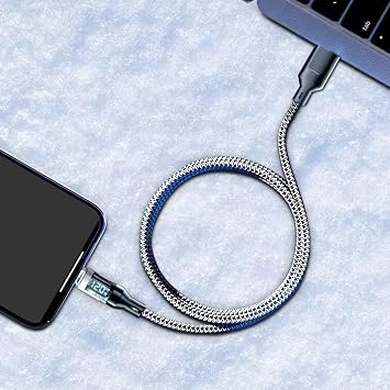 LED Digital Display 120W Type C to Type C Cable Fast Charging Data Wire Cord for Braided Metal USB Cable