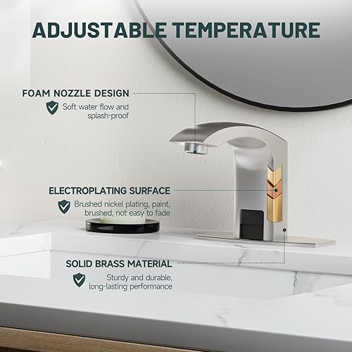 Miniatura 4 de Llave del agua del cuarto de baño, automática de Greenspring. único diseñador de llave mezcladora de monomando para fregadero con acabado en cromo