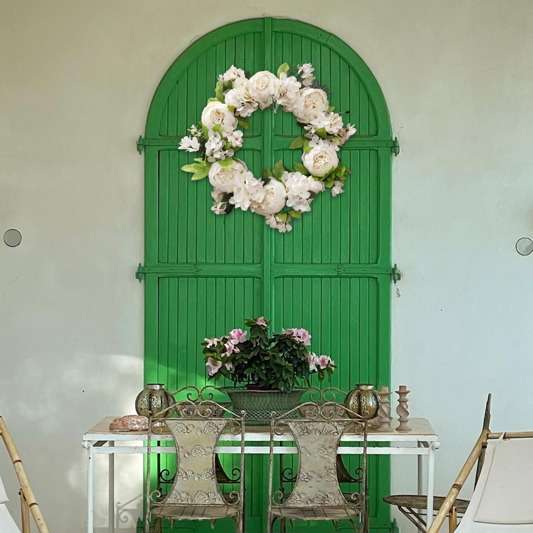 Ghirlande Primaverili per Porta d'ingresso 16 Ghirlanda di Fiori Artificiali di peonia Ghirlanda Floreale Decorativa Bianca