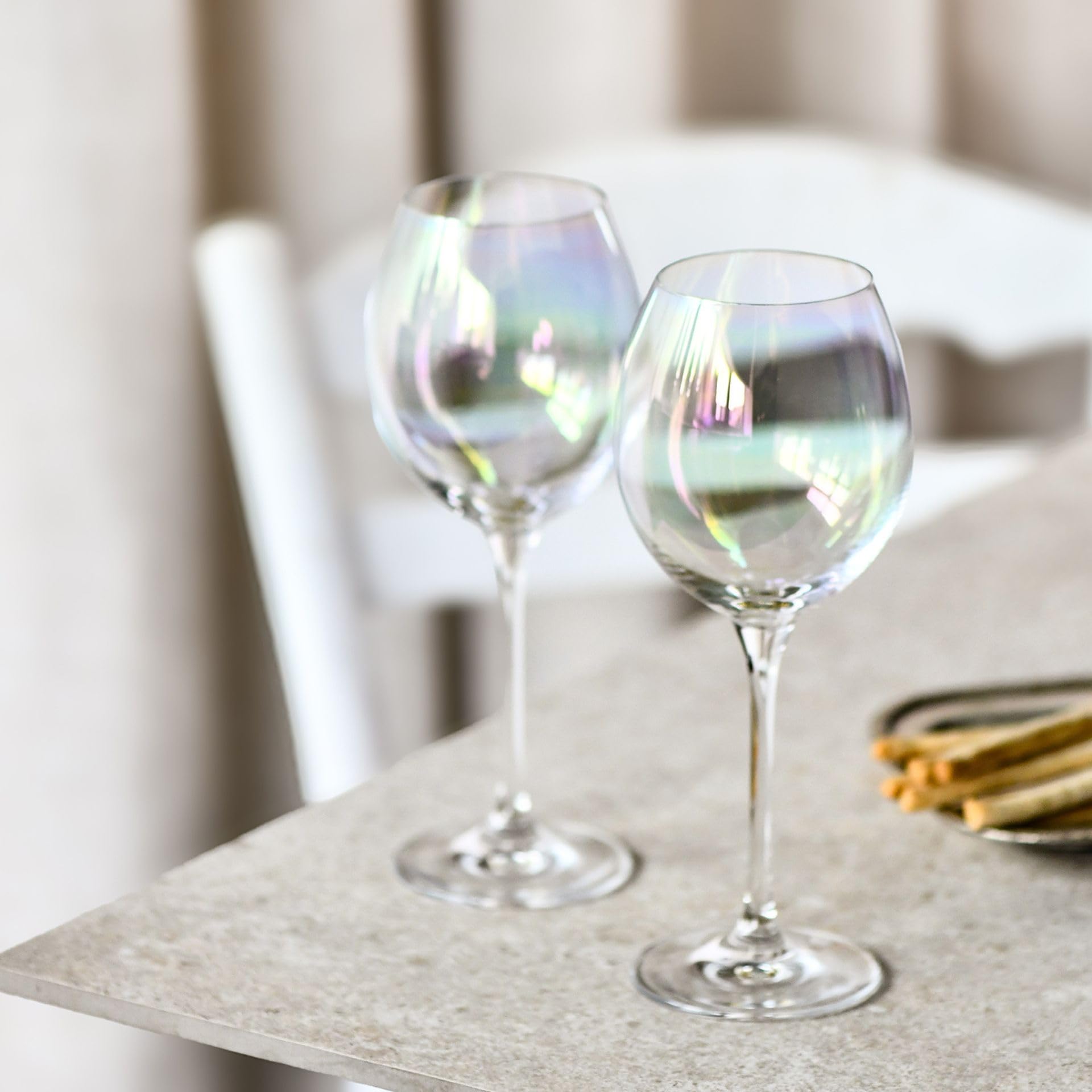 Krosno Venezia Rainbow Calici Vino 380 ml, Set 6 Pezzi, Vetro Cristallo Senza Piombo, Iridescenti Dipinti a Mano, per Vino Rosso e Bianco, Design Unico, Eleganti Idea Regalo