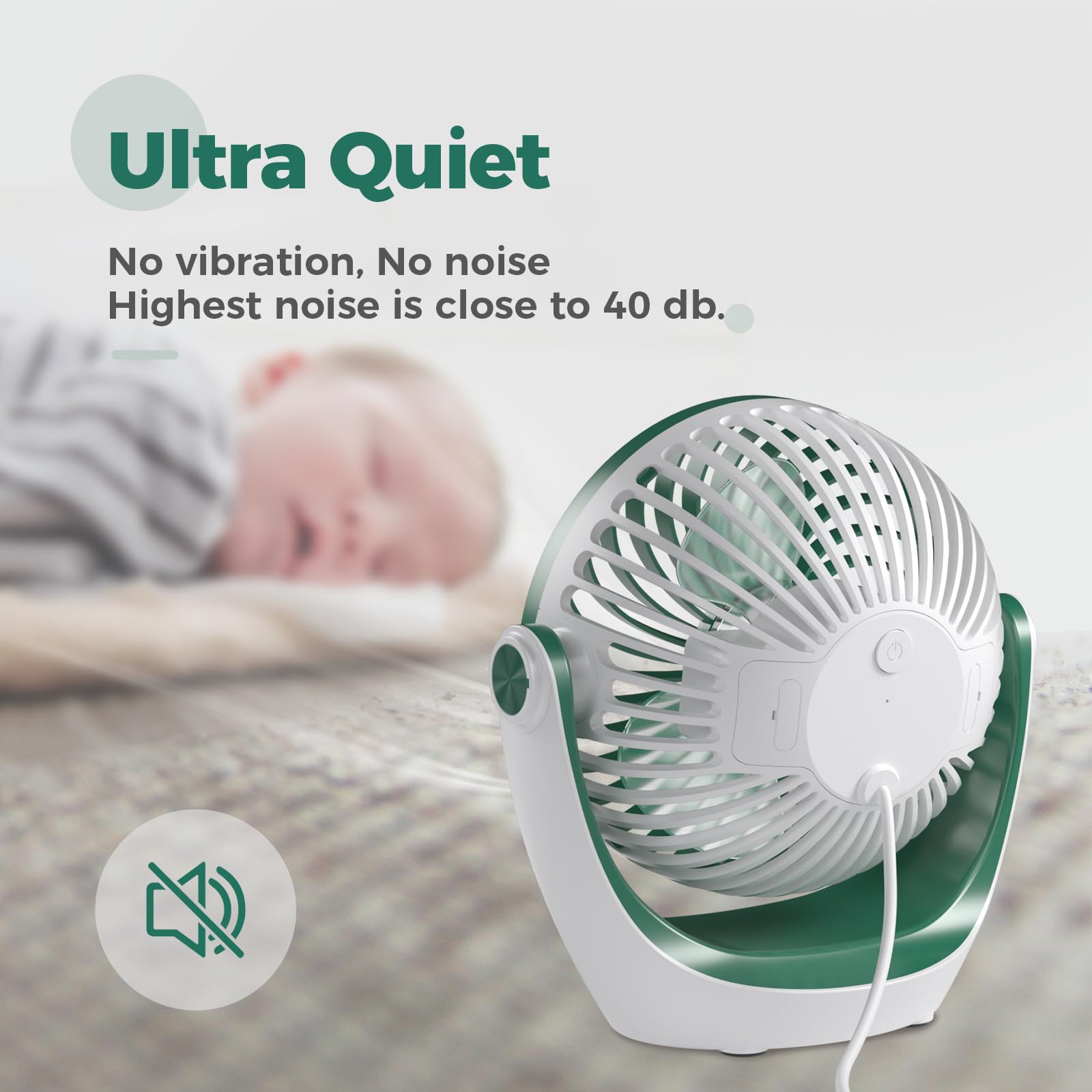 OCOOPA Ventilatore da Tavolo,Mini Ventilatore USB,con Forte Flusso d'aria e Funzionamento Silenzioso, Velocità Regolabile, Testa Girevole a 360 °, per Scrivania, Ufficio, Casa,Zaffiro