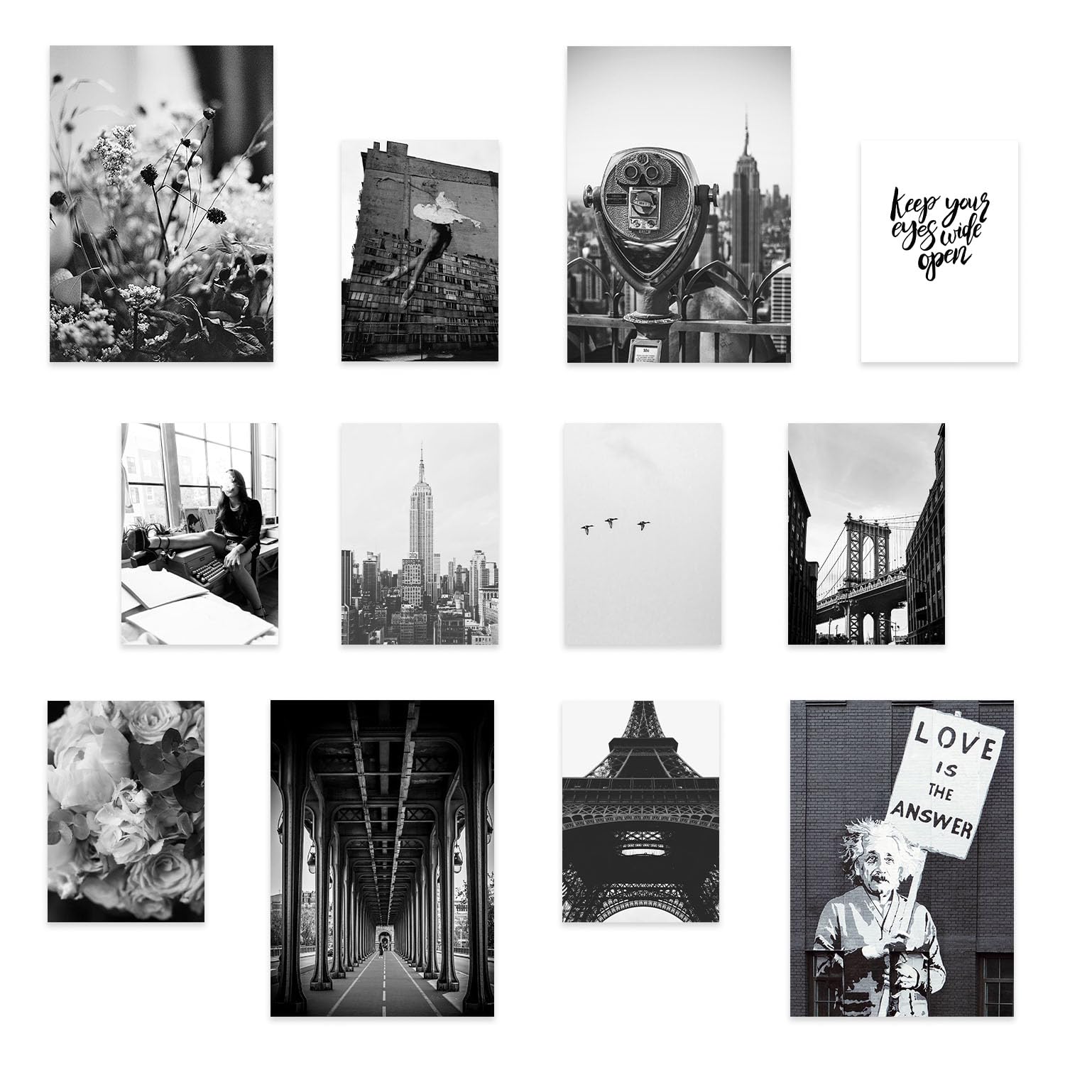 Nacnic Monochrome Moments: Set of 12 Black and White Photography Prints, 4 A3 & 8 A4