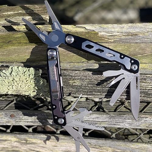 Miniatura 3 de Larboard Alicates multiherramienta de 14 funciones EDC multiherramienta con clip para cinturón y bolsa de transporte incluida, perfecto para el