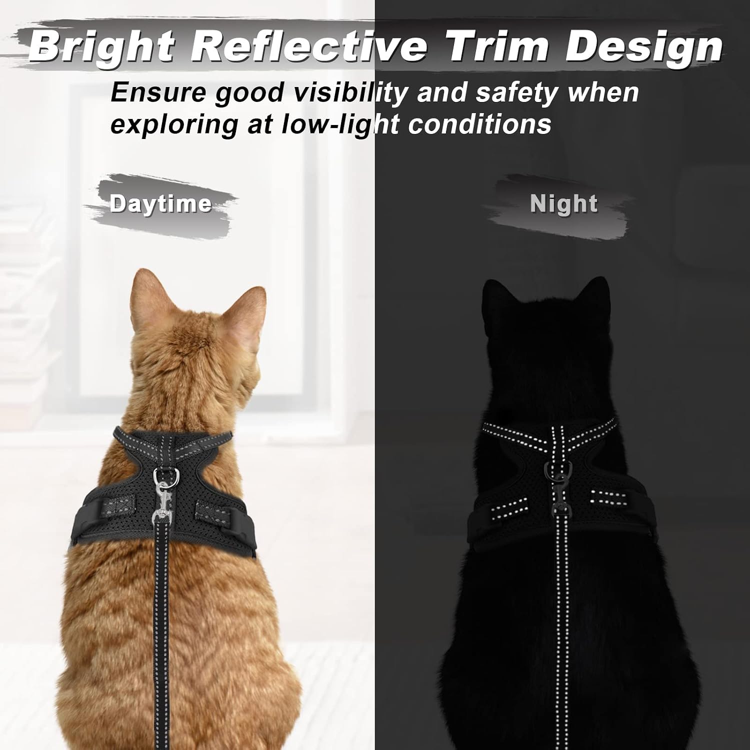 Supet Cat Harness and Leash Set for Small to Large Cats Adjustable Cat Vest Harness with Reflective Trim Universal Cat Leash and Harness for Cats/Puppies Outdoor Walking