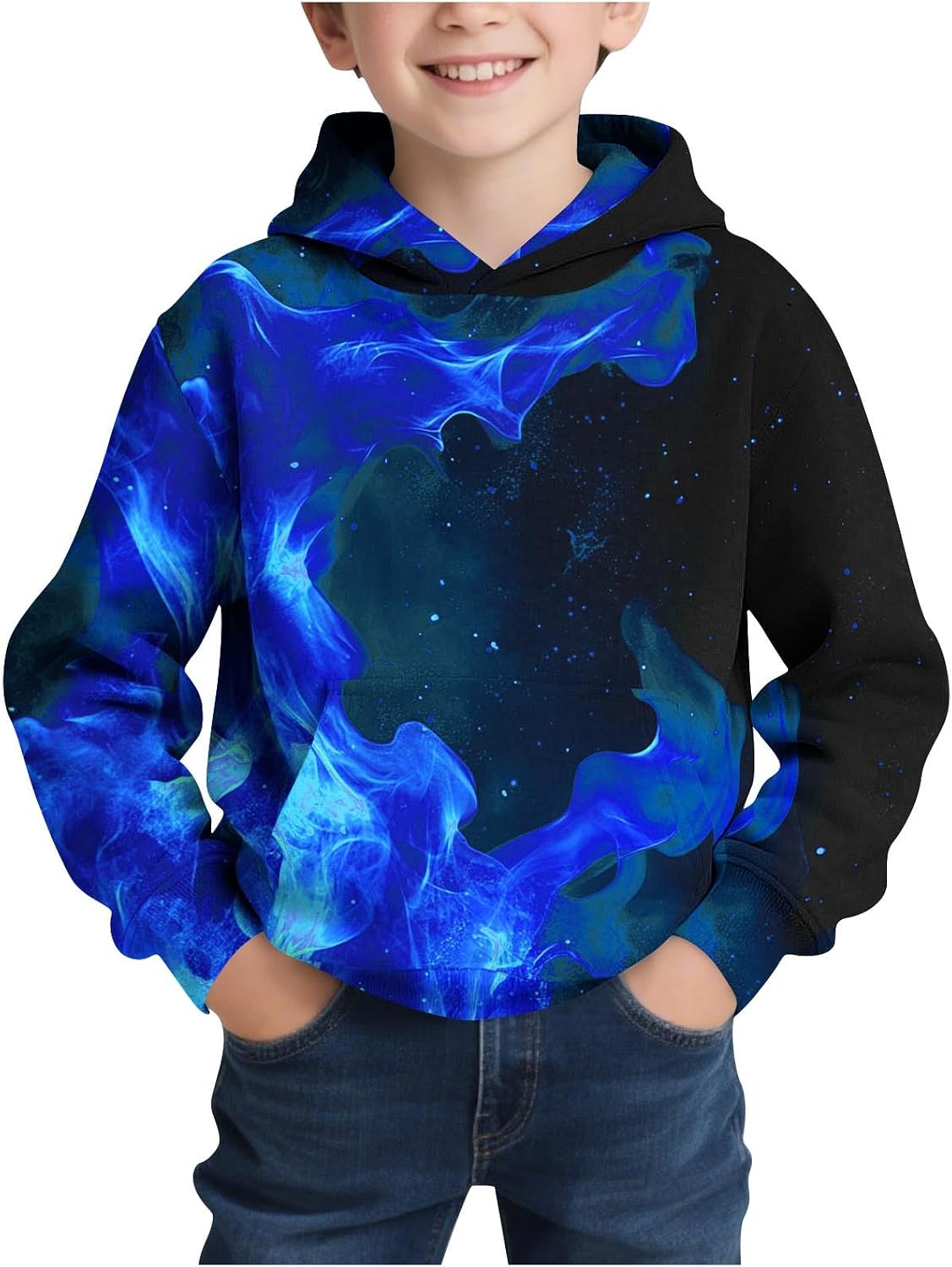 Boys Hoodies Cool Graphic Print Pullover with Pocket Warm Winter Hooded Sweatshirts