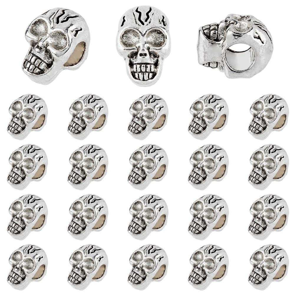 Perles d'espacement tête de mort de 5 mm DICOSMETIC pour la création de bijoux d'Halloween
