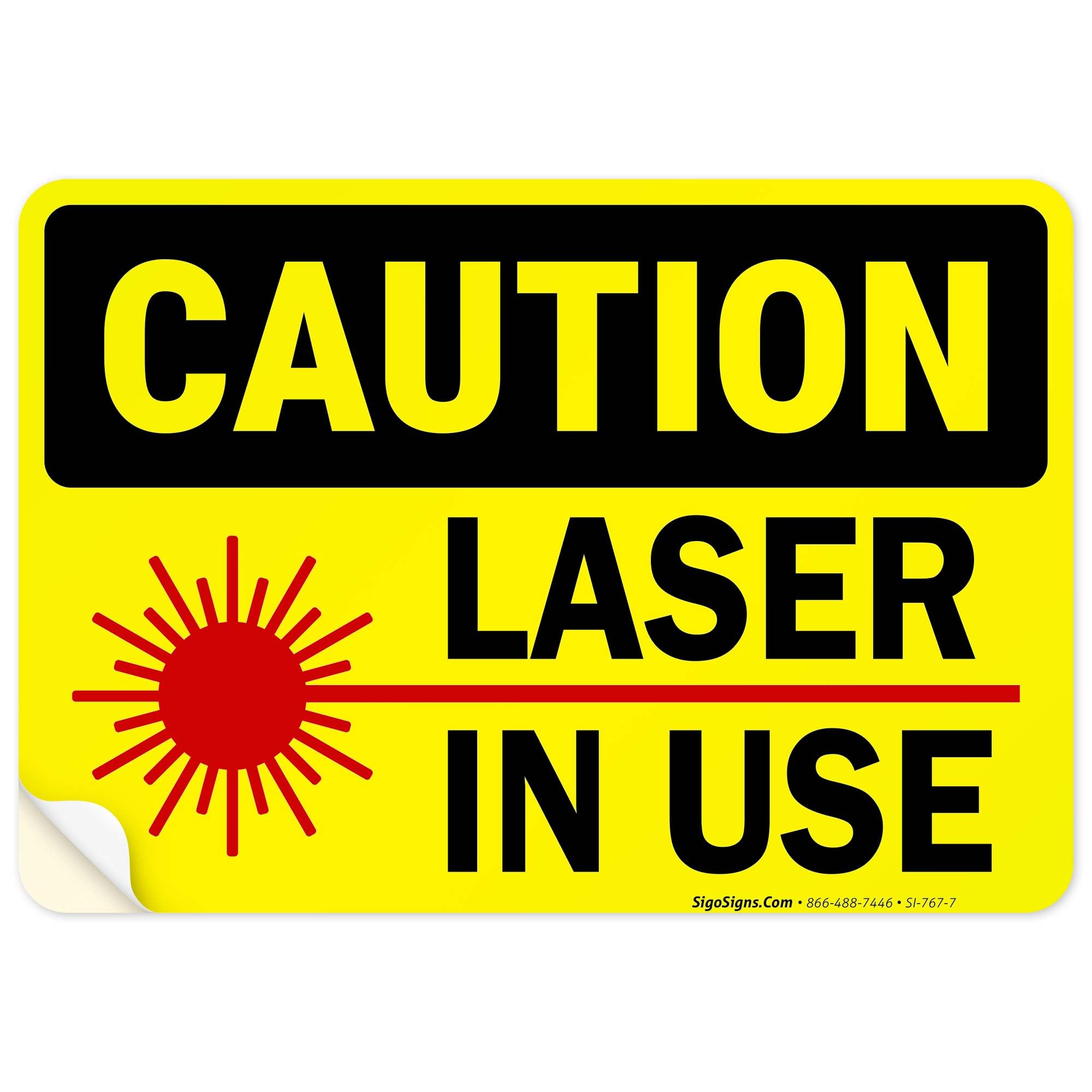 Laser in Use Sign, Caution Sign, — Amazon image 13